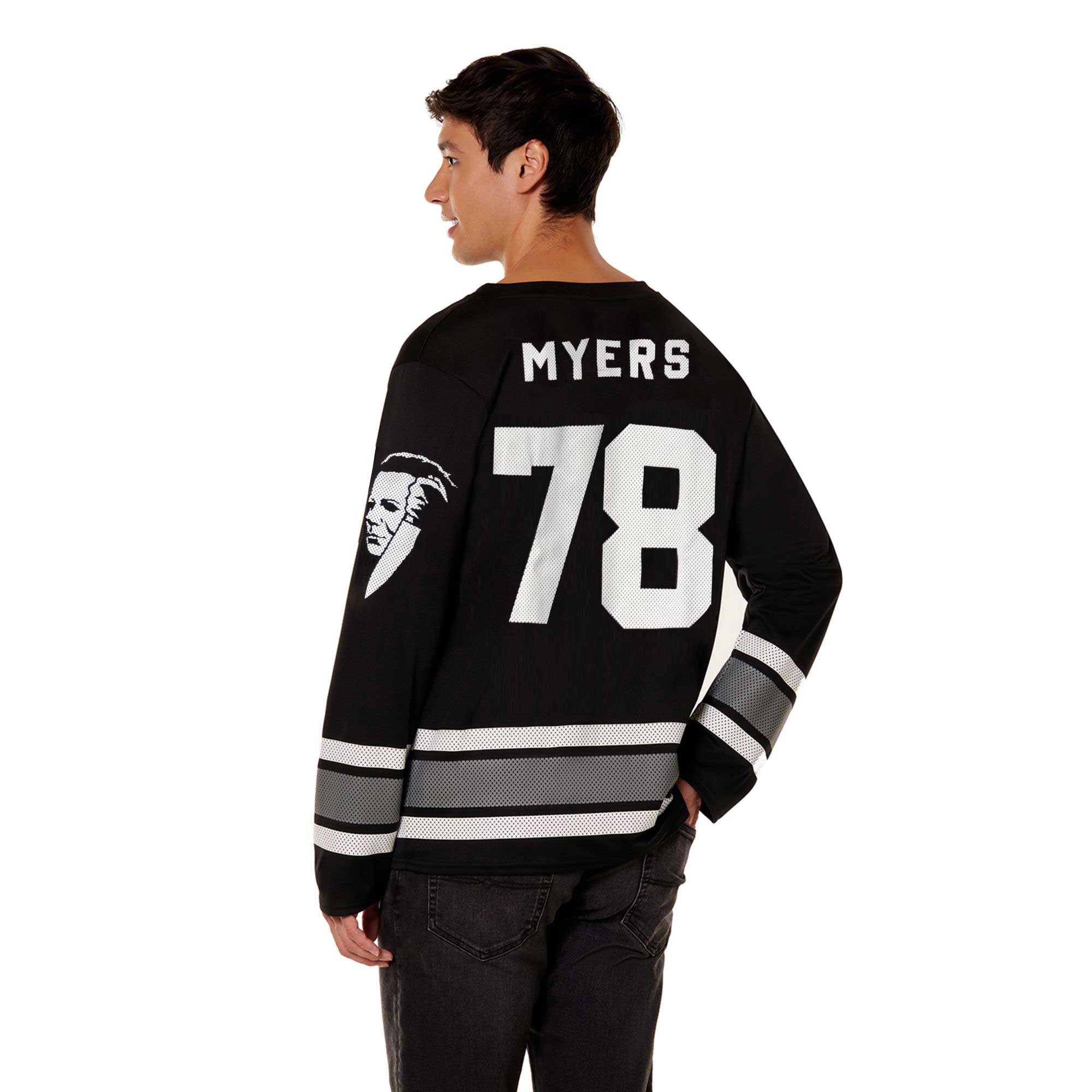 Michael Myers Halloween Hockey Jersey Shirt – Horror Movie Theme, Black, Long Sleeve