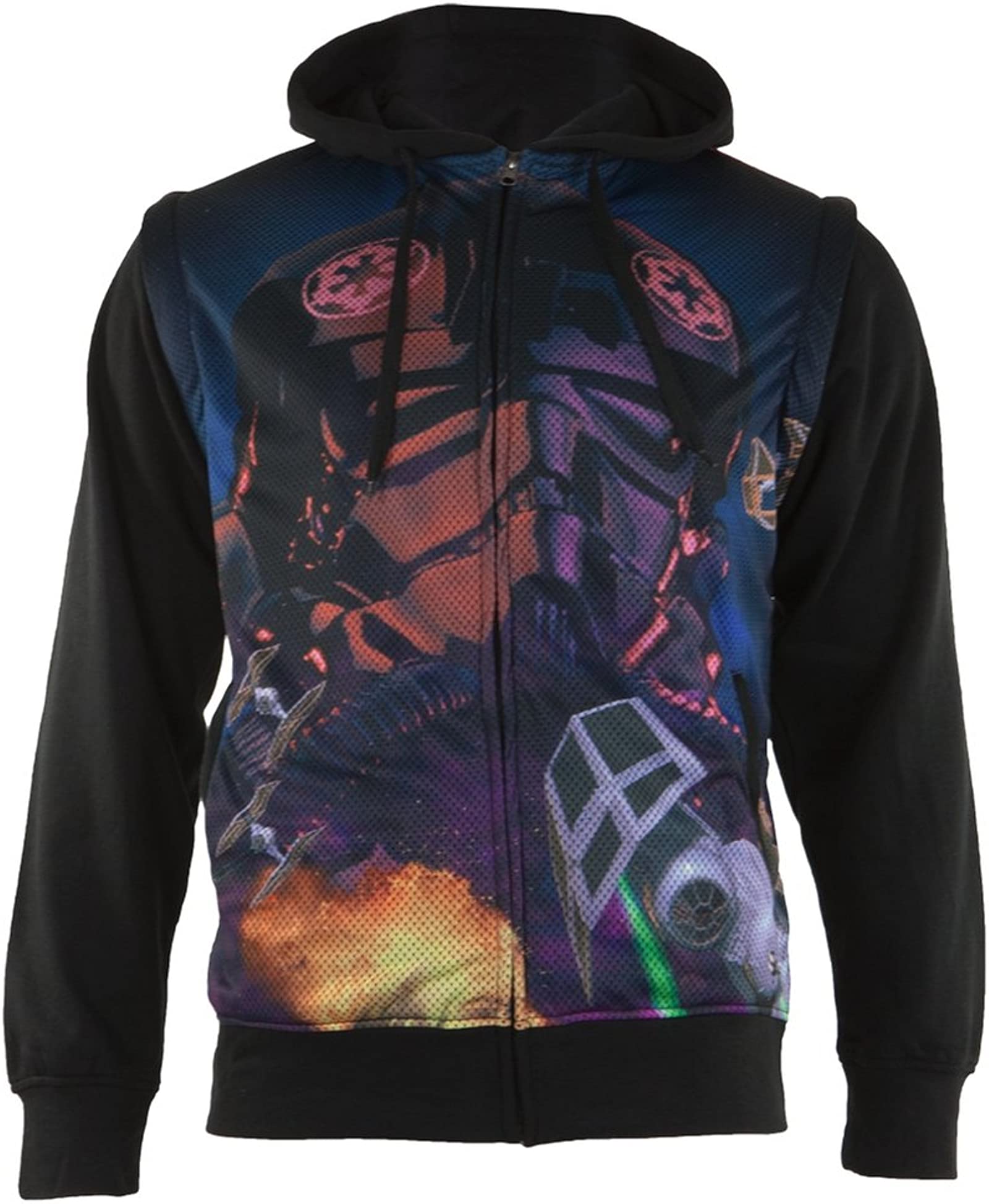Star Wars Galagas Men S Black Sublimated Hoodie With Removable Sleeves Ebay