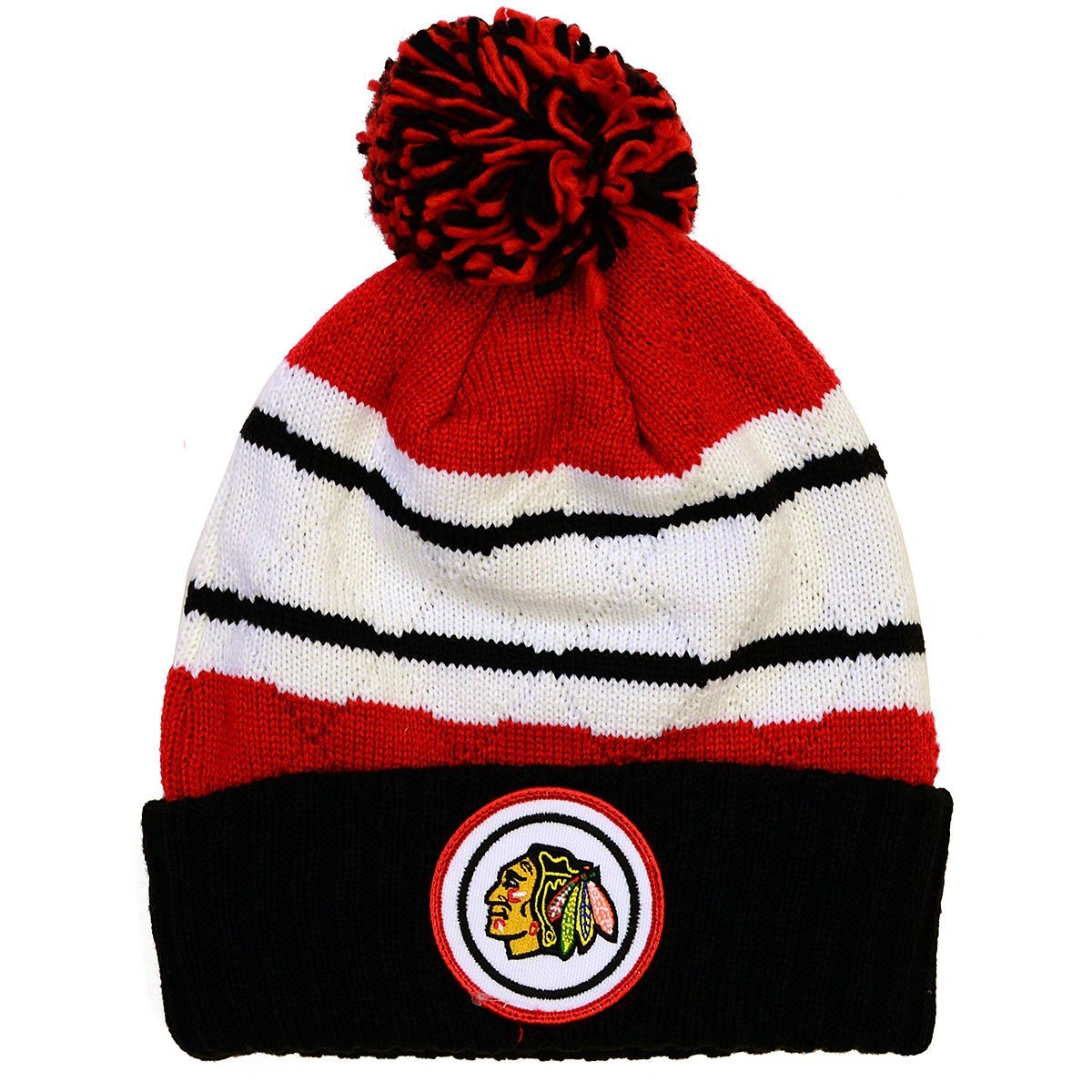 Mitchell & Ness Chicago Blackhawks Jersey Stripe Hi Five Knit Hat with ...