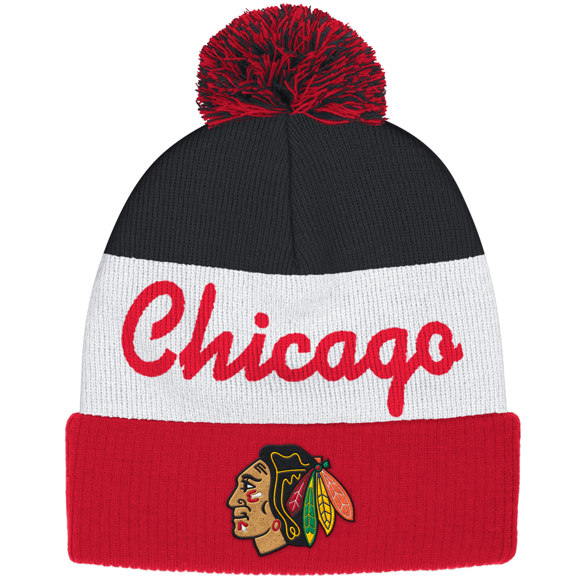 Reebok Chicago Blackhawks Cuffed Pom Knit Hat eBay