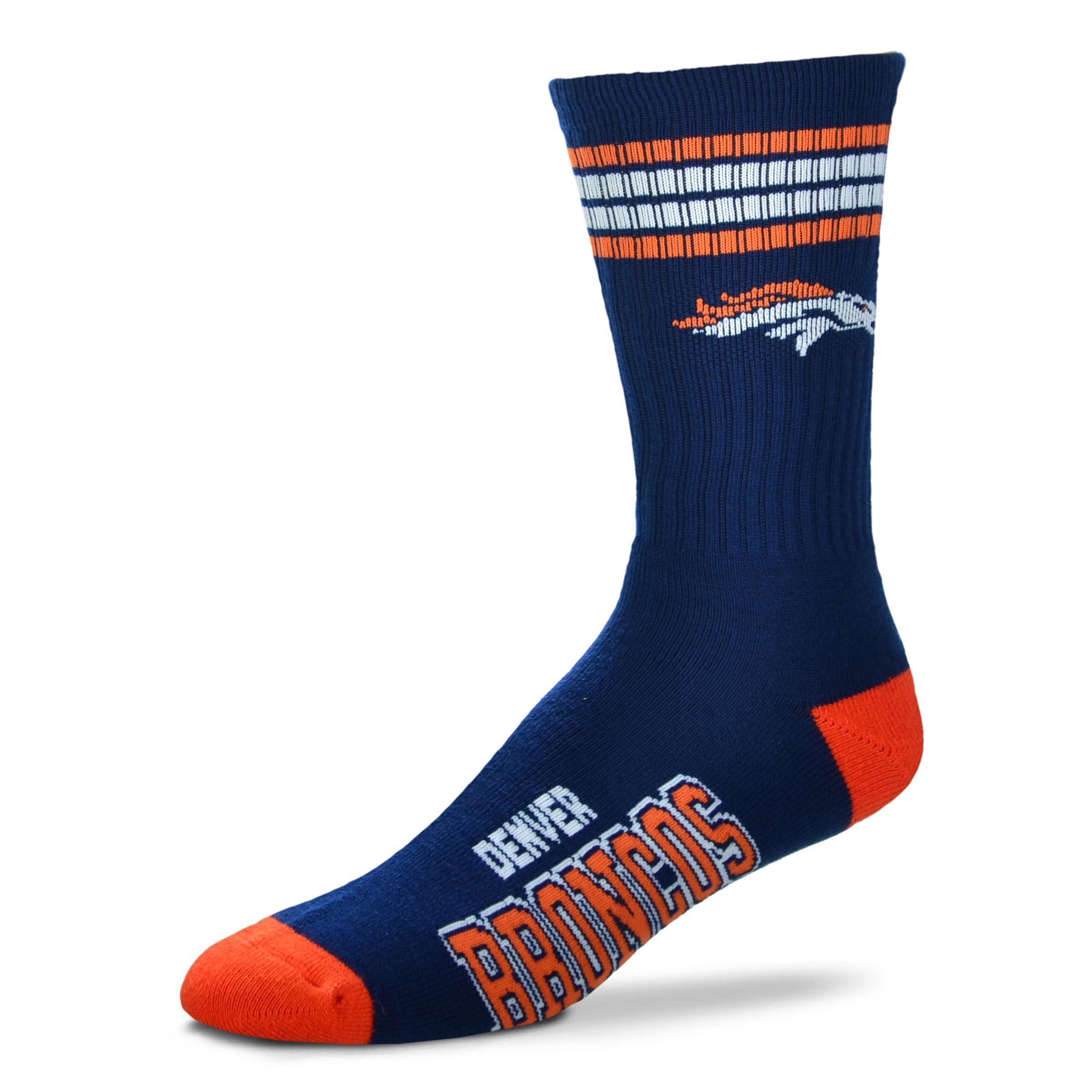 Denver Broncos 4 Stripe Deuce Navy Socks, Medium ...