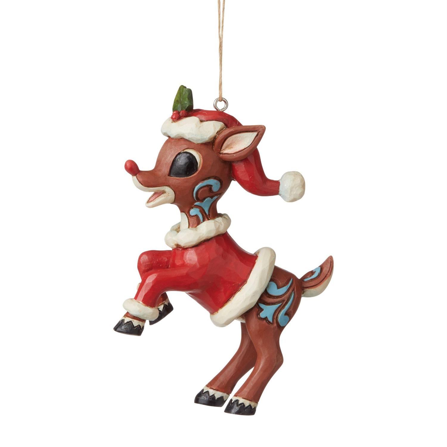 Enesco Rudolph the Red-Nosed Reindeer in Santa Suit Ornament